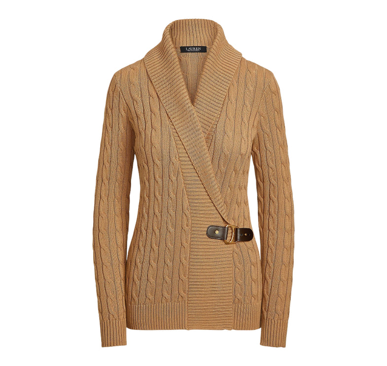 Polo Ralph Lauren Women's Buckled Cotton Sweater Classic Camel