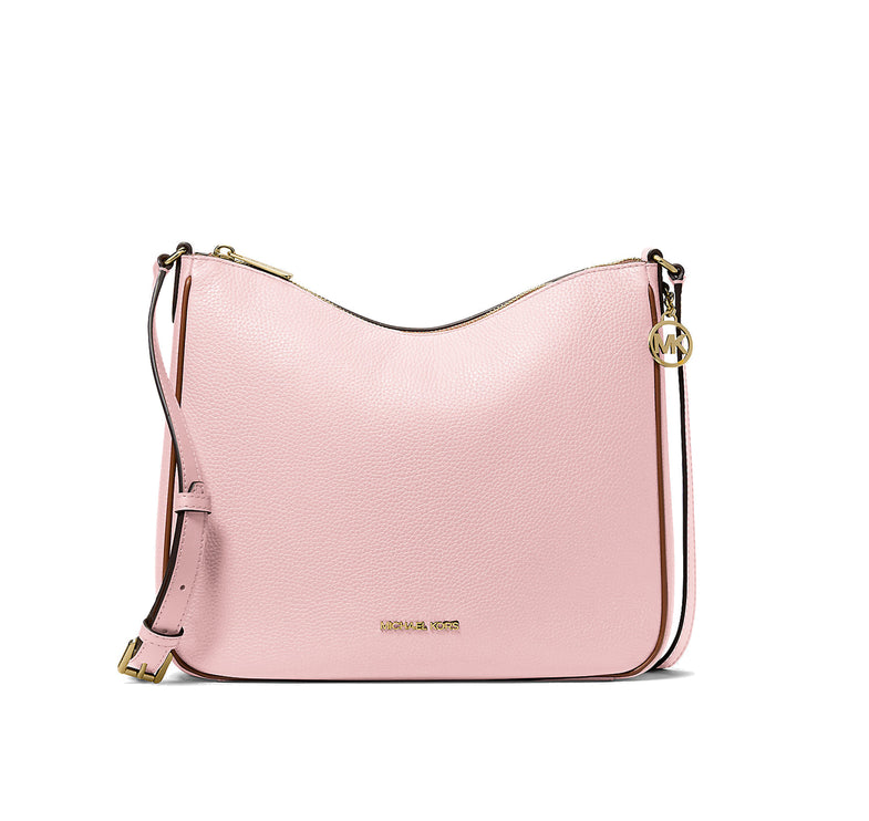 Michael Kors Women's Nayla Medium Pebbled Leather Messenger Bag Powder Blush