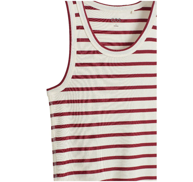 COS Women's Ribbed Tank Top Red/White/Striped