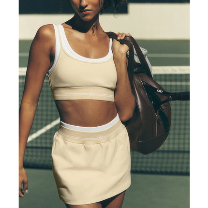 alo Women's Airbrush Better Together Tennis Skirt Candlelight Yellow/White