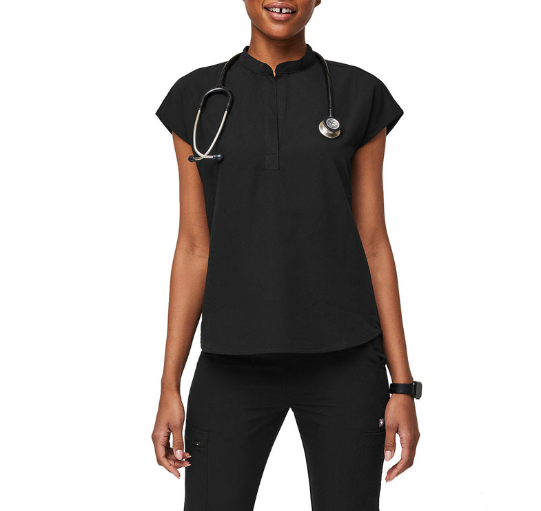 FIGS Women's Rafaela Oversized Scrub Top Black
