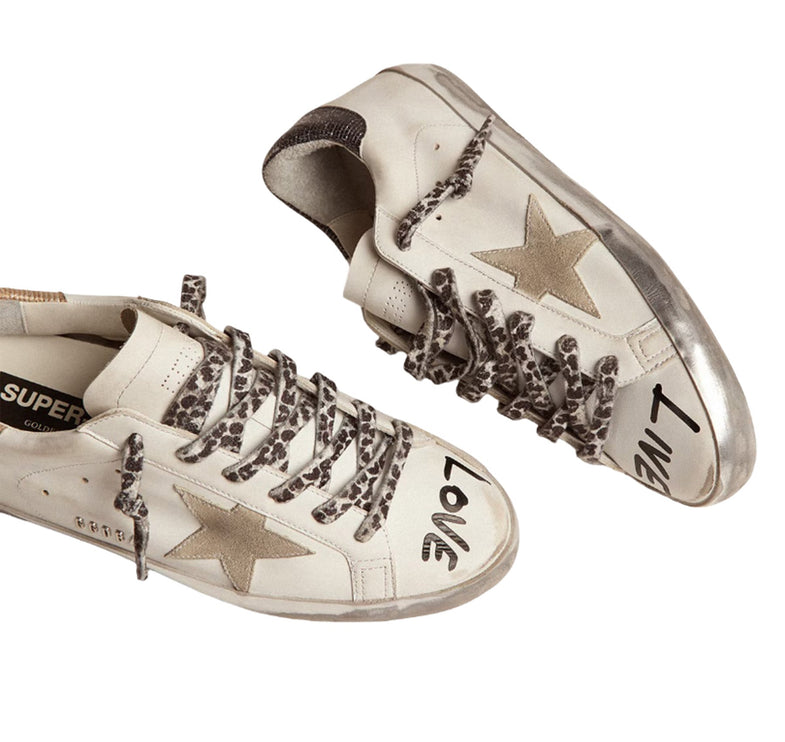 Golden Goose Women's Super Star Sneakers White Leather with Gray Suede Star