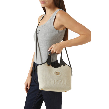 Versace Women's La Medusa Canvas Mini Tote Beige