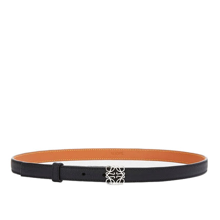 Loewe Women's Anagram Belt in Pebble Grain Calfskin Black/Palladium