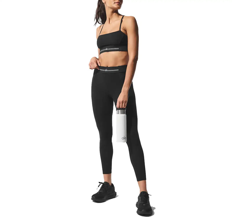 alo Women's Alosoft High-Waist 7/8 Relay Legging Black/White