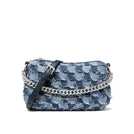 Michael Kors Women's Carmela Small Patchwork Denim Convertible Crossbody Bag Washed Denim