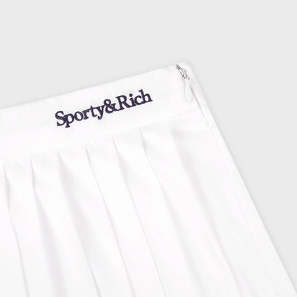 Sporty & Rich Women's Serif Logo Anae Skirt White/Dark Navy