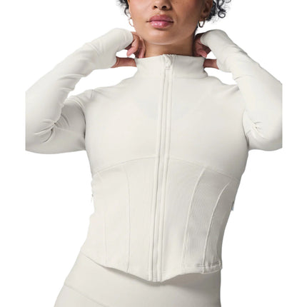 alo Women's Airbrush Corset Full Zip Jacket Ivory