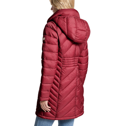 Michael Kors Women's Packable Quilted Nylon Puffer Coat Cherry