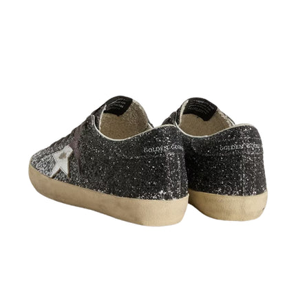 Golden Goose Women's Super Star with Glitter Upper and Silver Metallic Leather Star