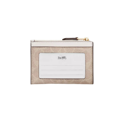 Coach Women's Mini Skinny Id Case In Signature Canvas Gold/Sand/Chalk