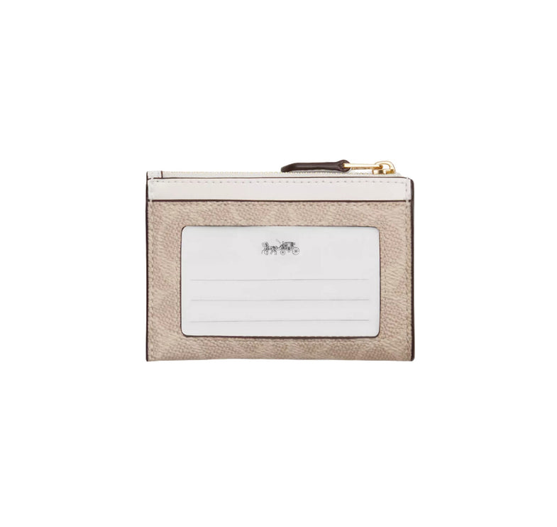 Coach Women's Mini Skinny Id Case In Signature Canvas Gold/Sand/Chalk