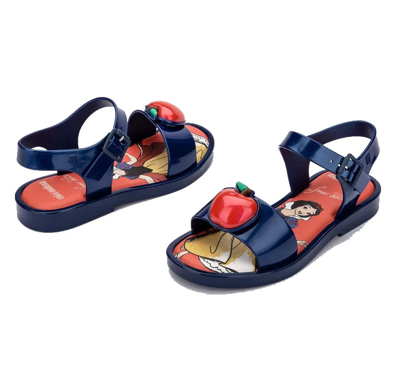 Mini Melissa + Disney Kids Mar Sandal Princess Metallic Blue