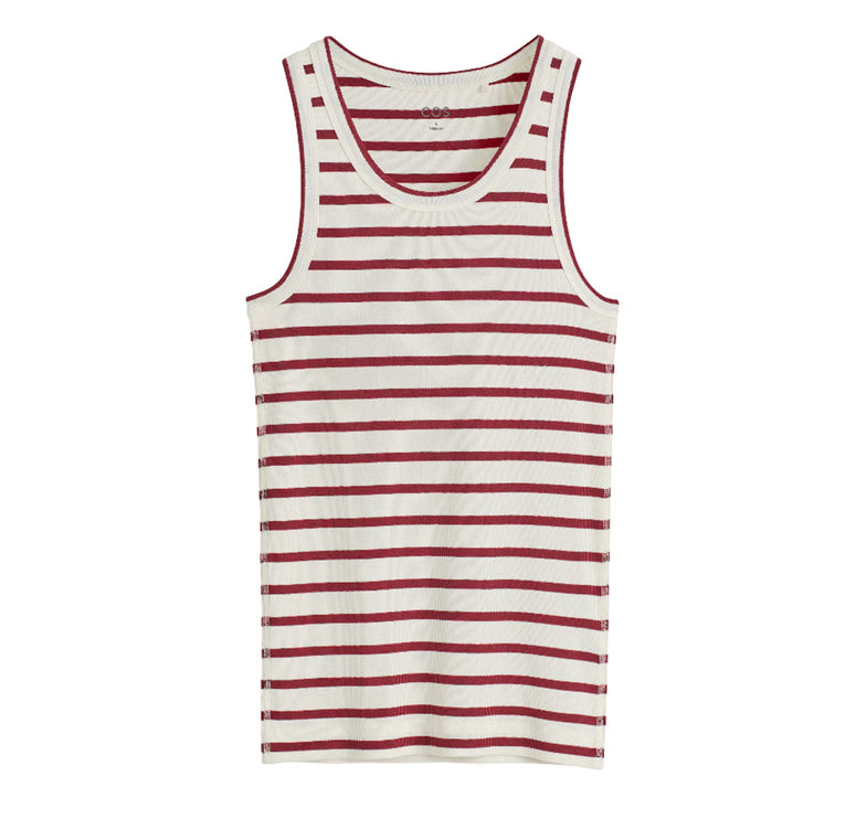 COS Women's Ribbed Tank Top Red/White/Striped