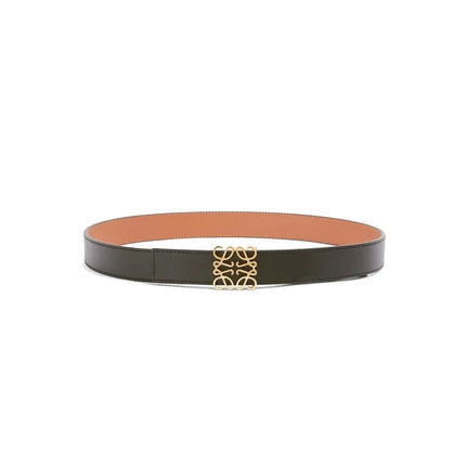 Loewe Women's Reversible Anagram Belt in Smooth Calfskin Tan/Black/Gold