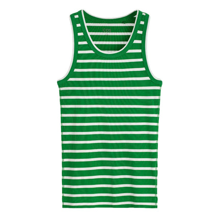COS Women's Ribbed Tank Top Green/White/Striped