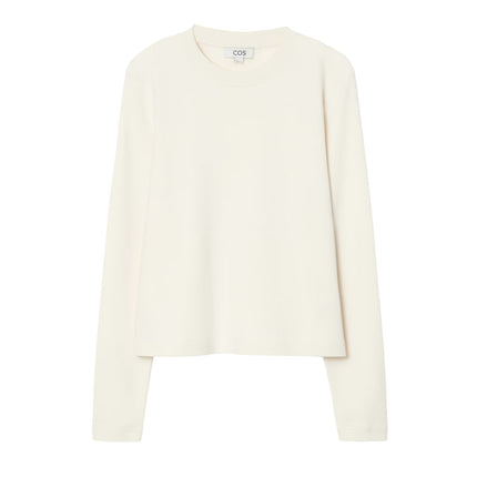 COS Women's Clean Cut Regular Long Sleeved T-Shirt Beige/Undyed