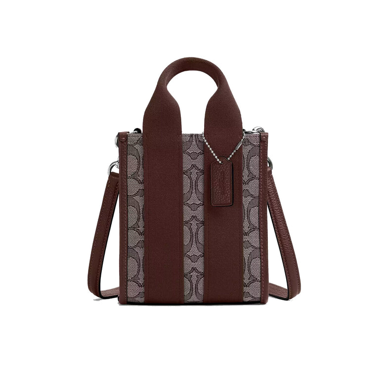 Coach Women's Smith Mini Tote Bag In Signature Jacquard Silver/Oak/Maple