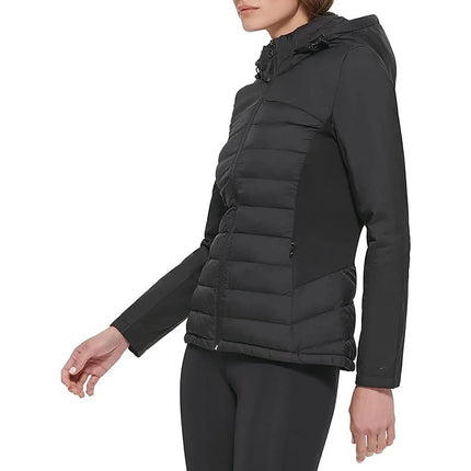 Calvin Klein Women's Lightweight Mixed-Material Jacket Black - Hemen Kargoda