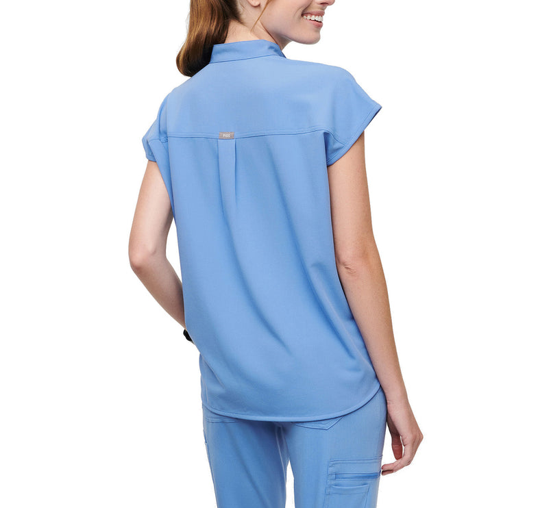 FIGS Women's Rafaela Oversized Scrub Top Ceil Blue