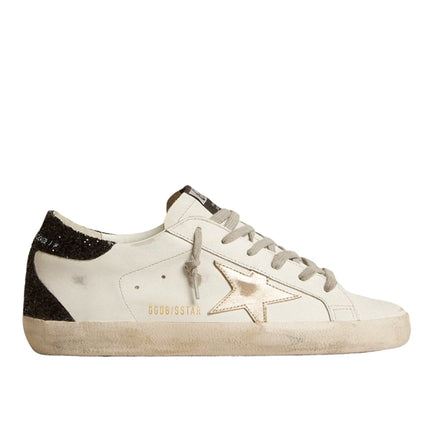 Golden Goose Women's Super Star Sneakers with Gold Star and Black Glitter
