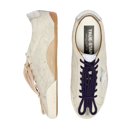 Golden Goose Women's True Star in Light Gray Suede with Metallic Slver Star