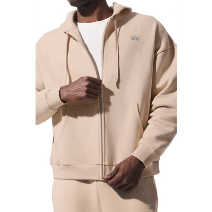 alo Men's Accolade Full Zip Hoodie Macadamia