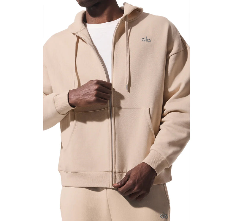 alo Men's Accolade Full Zip Hoodie Macadamia