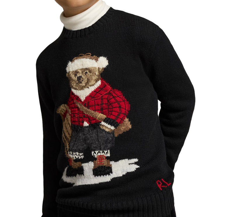 Polo Ralph Lauren Boy's Polo Bear Sweater Polo Black