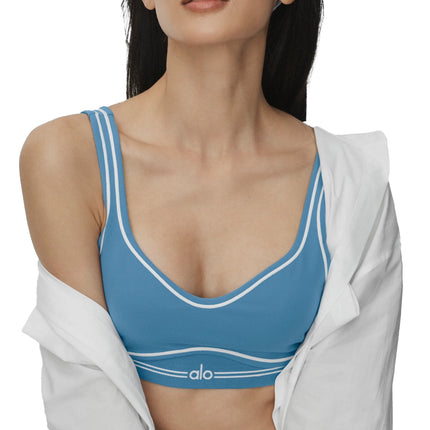 alo Women's Airbrush Heart Throb Bra California Blue/White