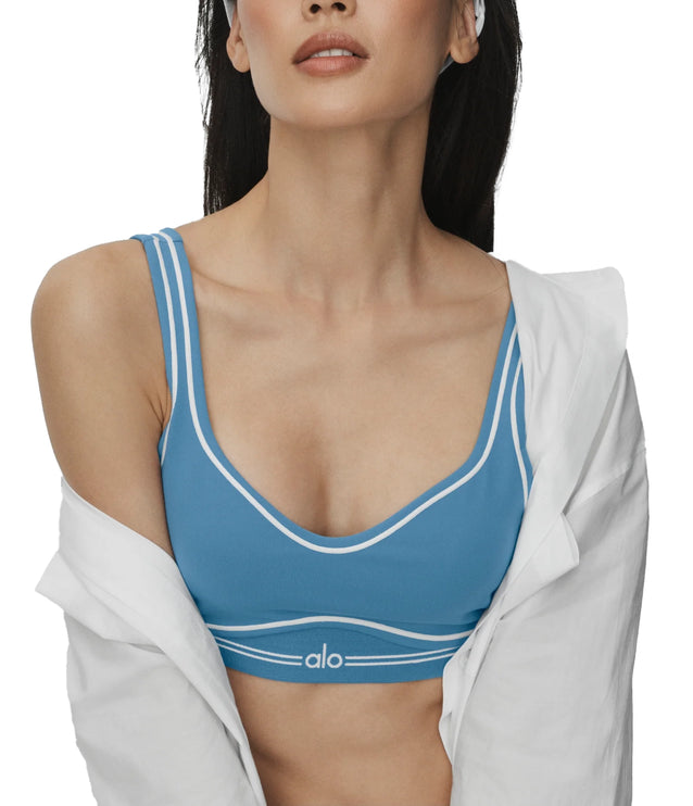 alo Women's Airbrush Heart Throb Bra California Blue/White