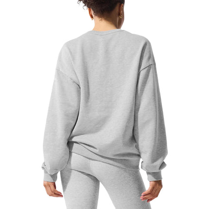 alo Women's Chill Crew Neck Pullover Athletic Heather Grey