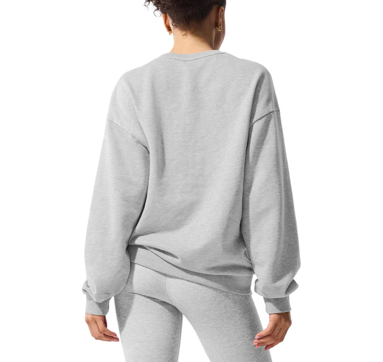 alo Women's Chill Crew Neck Pullover Athletic Heather Grey
