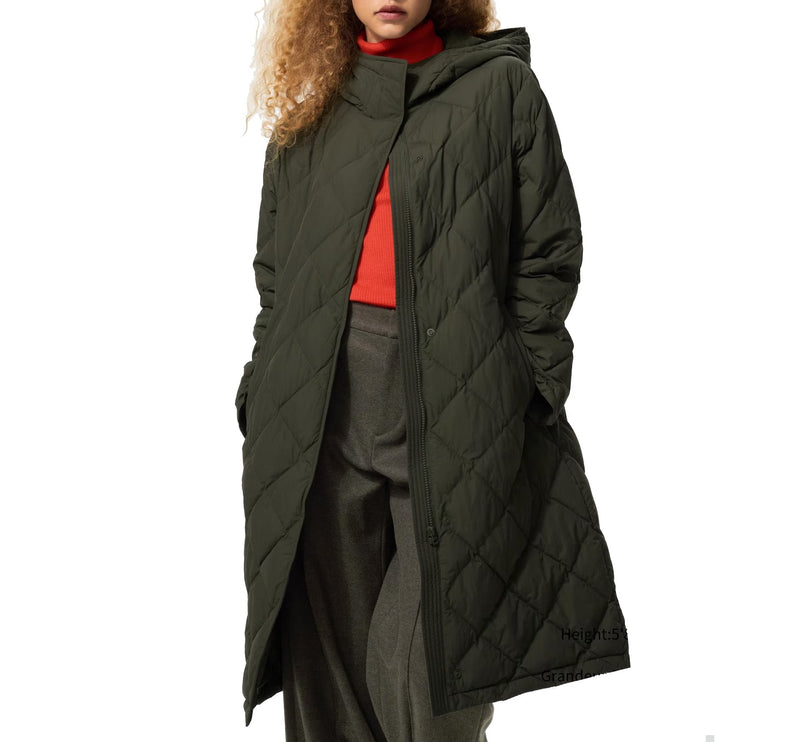 Uniqlo Women's Pufftech Long Coat 56 Olive