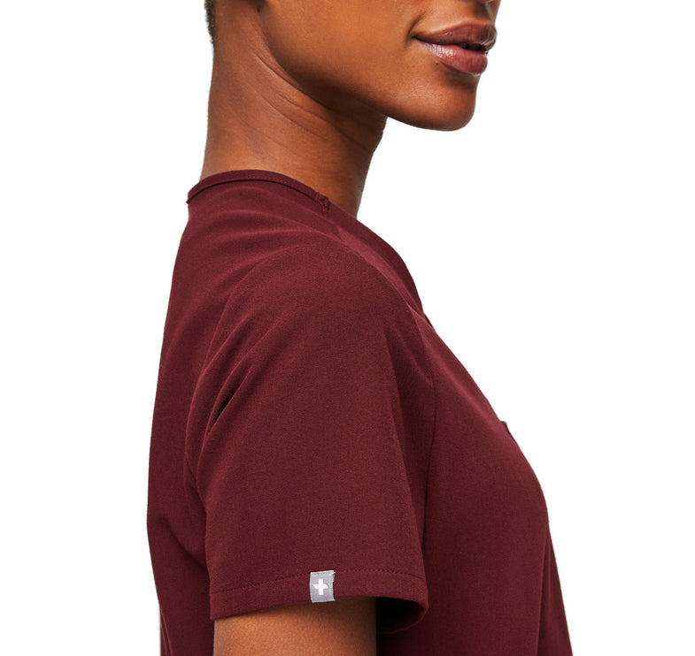 FIGS Women's Catarina One Pocket Scrub Top Burgundy