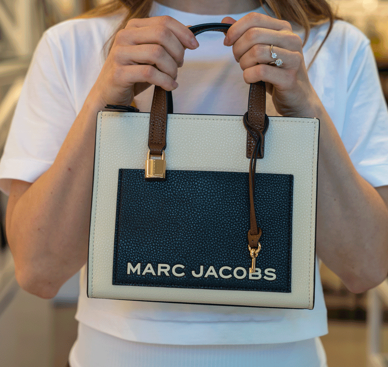 Marc Jacobs Women's Mini Grind Colorblock Leather Tote Sand Shell