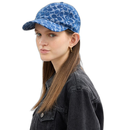 Coach Unisex Signature Denim Baseball Hat Denim