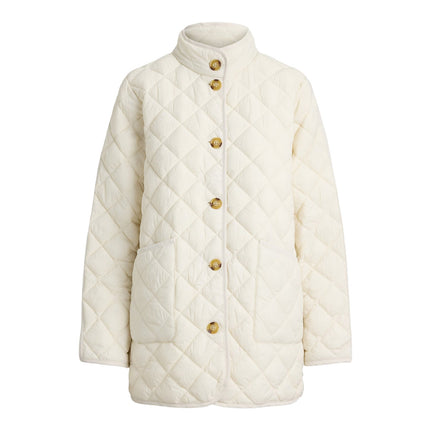 Polo Ralph Lauren Women's Diamond-Quilted Mockneck Jacket Cream