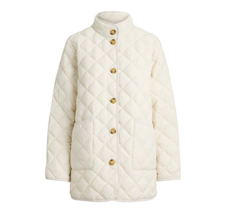 Polo Ralph Lauren Women's Diamond-Quilted Mockneck Jacket Cream