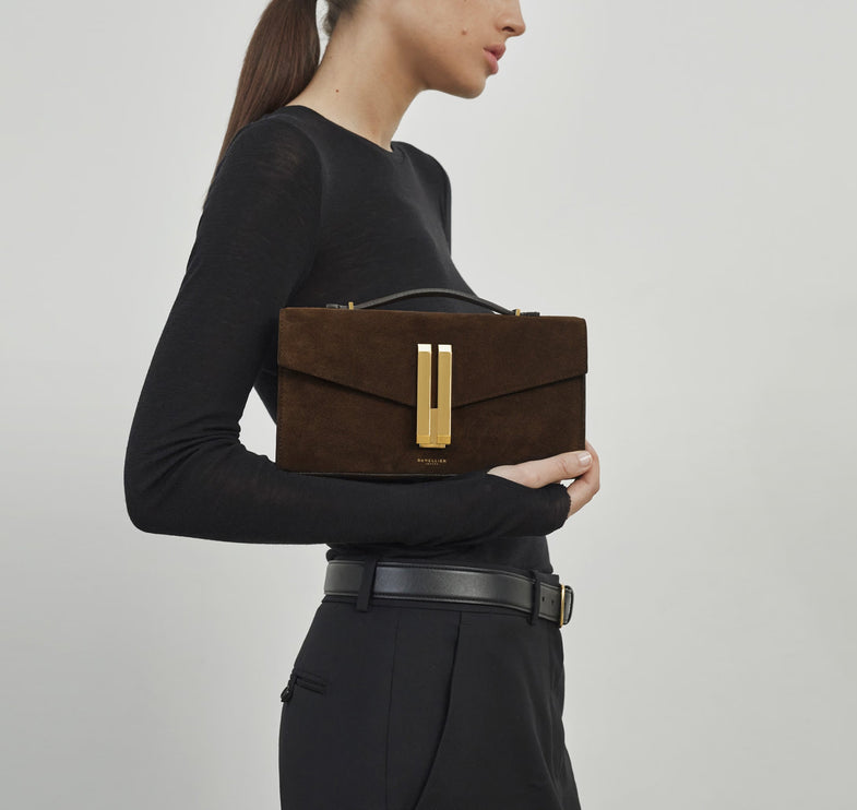 DeMellier London Women's The Vancouver Clutch Mocha Suede/Mocha Smooth