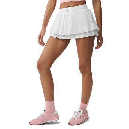 alo Women's Double Or Nothing Tennis Skirt White