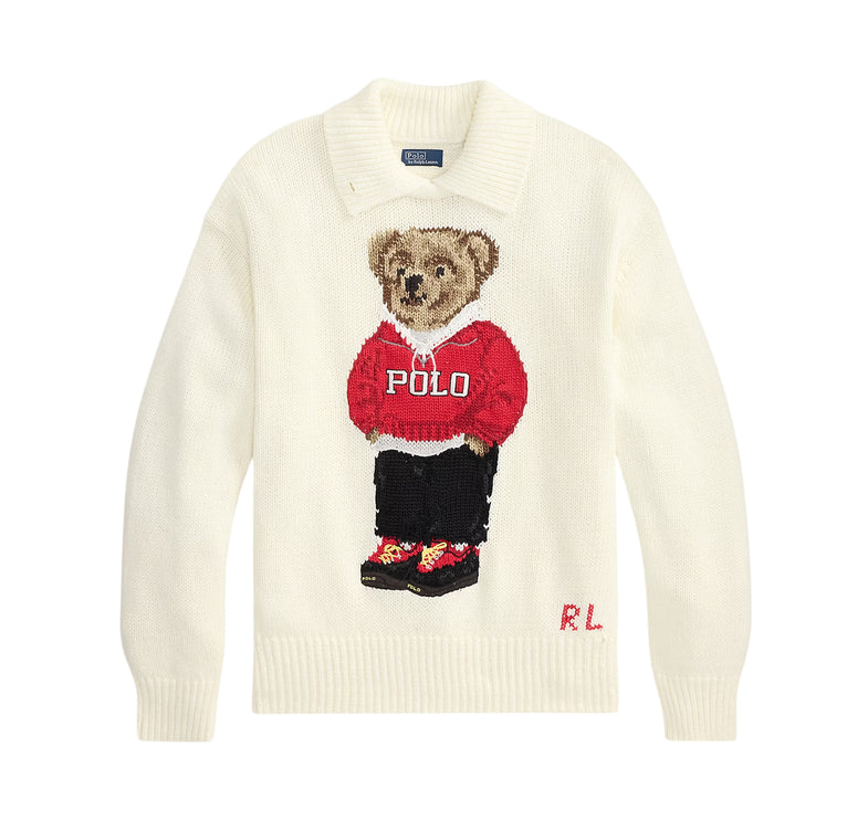 Polo Ralph Lauren Women's Polo Bear Linen-Cotton Sweater Parchment Cream