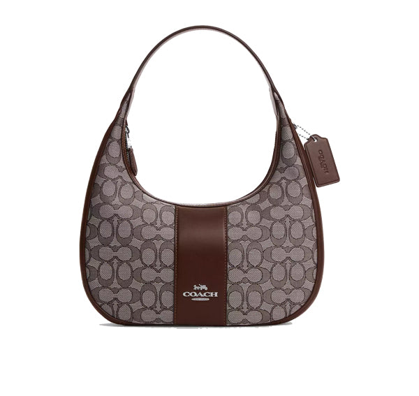 Coach Women's Carmen Shoulder Bag In Signature Jacquard Silver/Oak/Maple