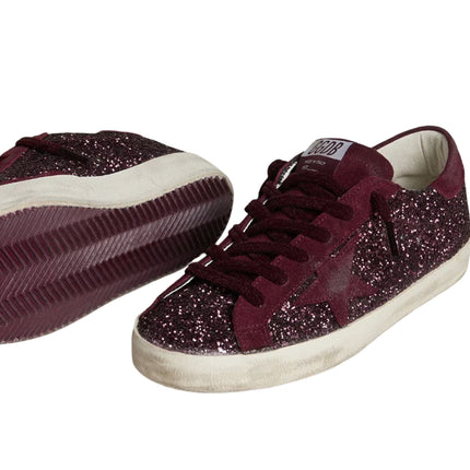 Golden Goose Women's Super-Star Star LTD in Cherry Glitter with Cherry Suede Star