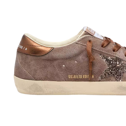 Golden Goose Women's Super-Star Star LTD in Brown Suede with Brown Glitter Star