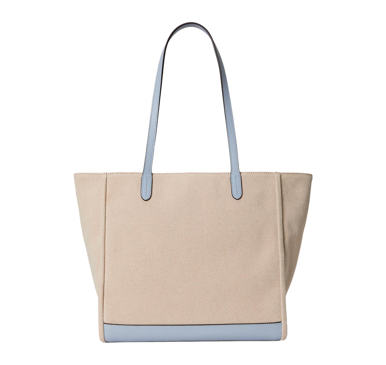 Polo Ralph Lauren Women's Dog-Embroidered Large Cameryn Tote Bag Natural/Canvas/Alpine Blue