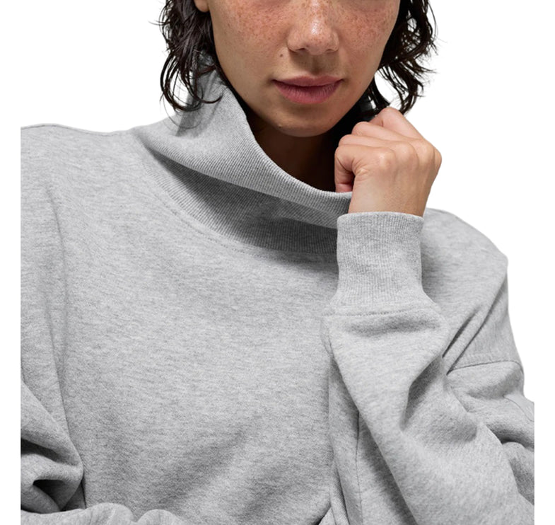 alo Women's Hazy Mock Neck Pullover Athletic Heather Grey