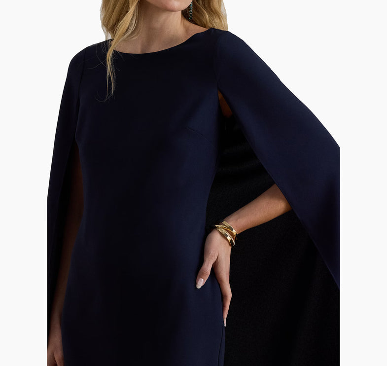 Polo Ralph Lauren Women's Cape Georgette Cocktail Dress Lighthouse Navy