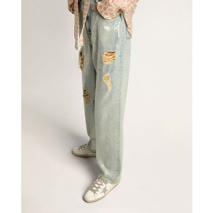 Golden Goose Women's Super-Star with Shearling Lining and Silver Glitter