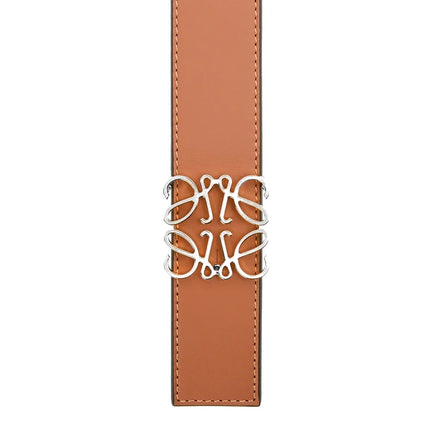 Loewe Women's Reversible Anagram Belt in Smooth Calfskin Black/Tan/Palladium